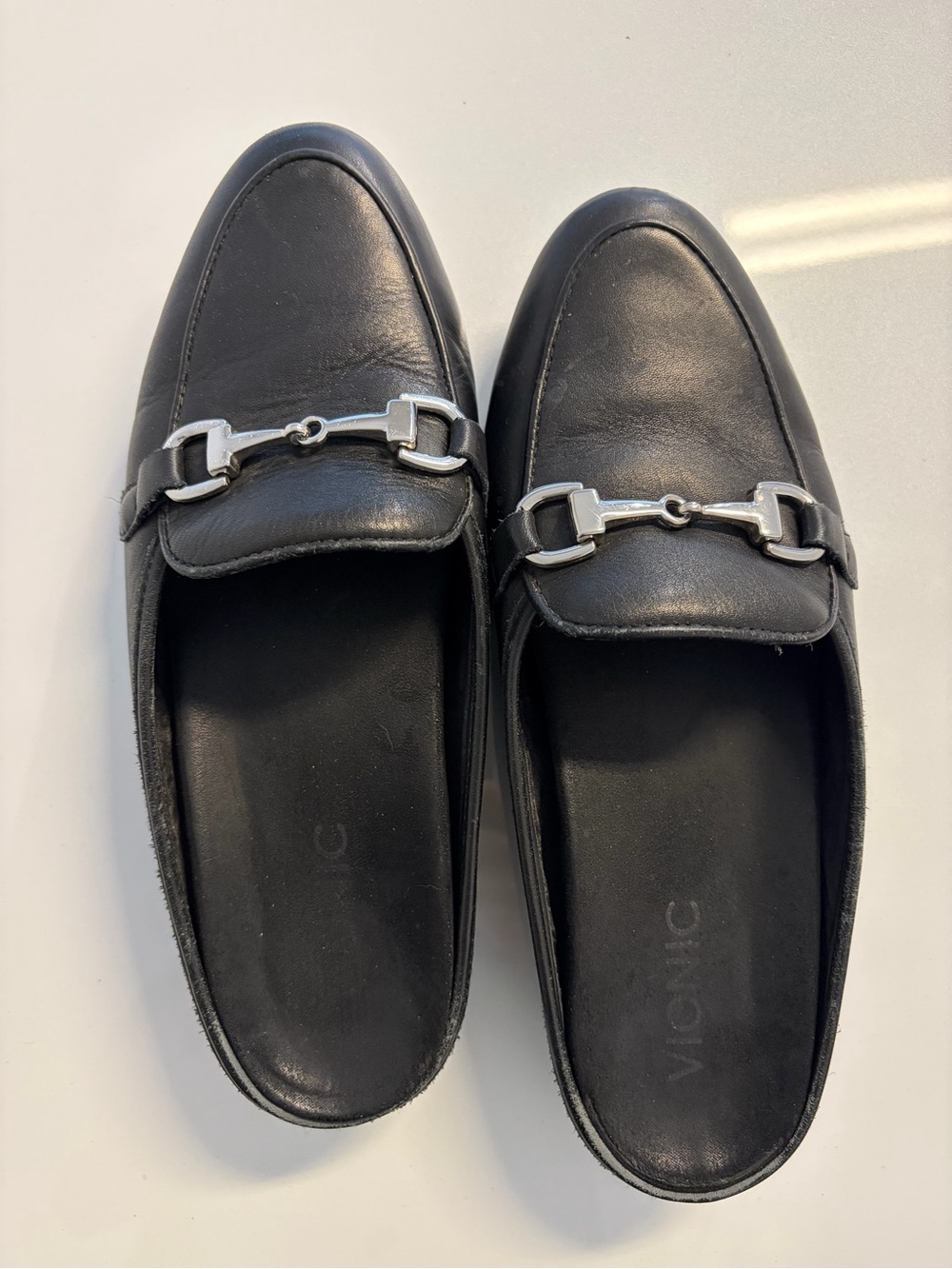 Vionic Black Leather Slip-On Bit Loafers